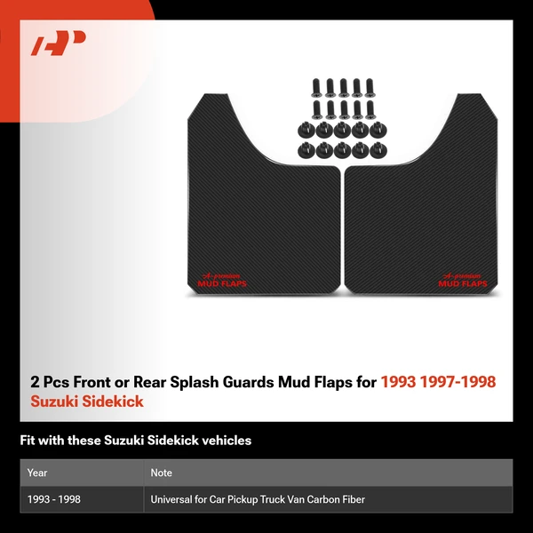 2 Pcs Front or Rear Splash Guards Mud Flaps for 1993 1997-1998 Suzuki Sidekick