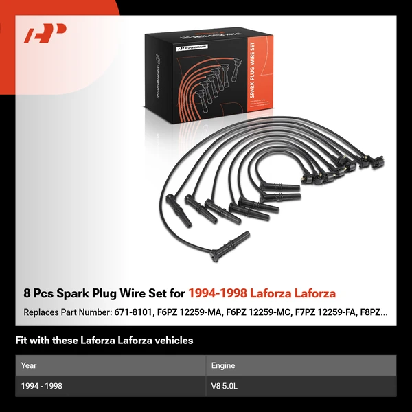 8 Pcs Spark Plug Wire Set for 1994-1998 Laforza Laforza