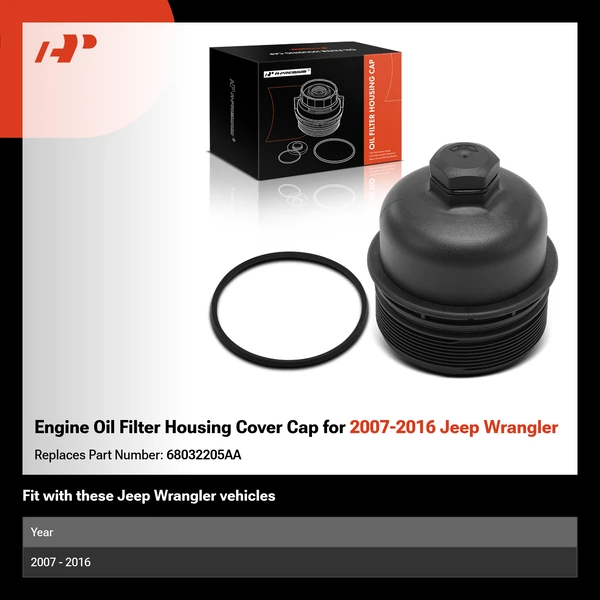 Engine Oil Filter Housing Cover Cap for 2007-2016 Jeep Wrangler