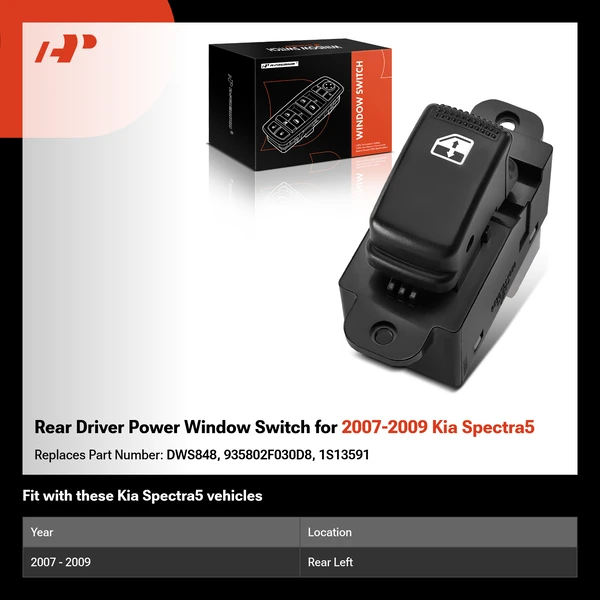 Rear Driver Power Window Switch for 2007-2009 Kia Spectra5