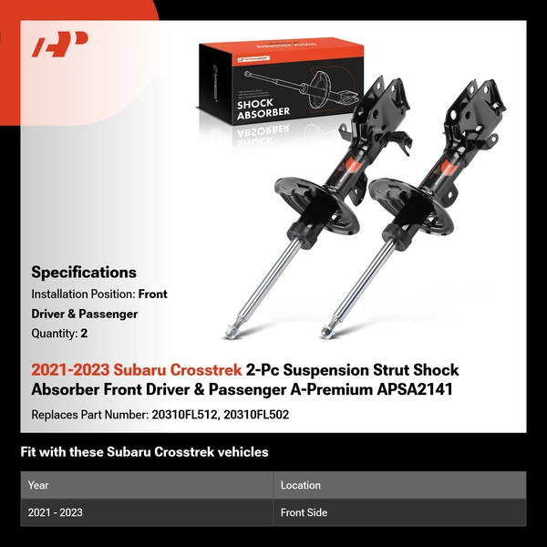 2021-2023 Subaru Crosstrek 2-Pc Suspension Strut Shock Absorber Front Driver & Passenger A-Premium APSA2141
