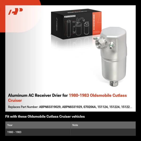 Aluminum AC Receiver Drier for 1980-1983 Oldsmobile Cutlass Cruiser