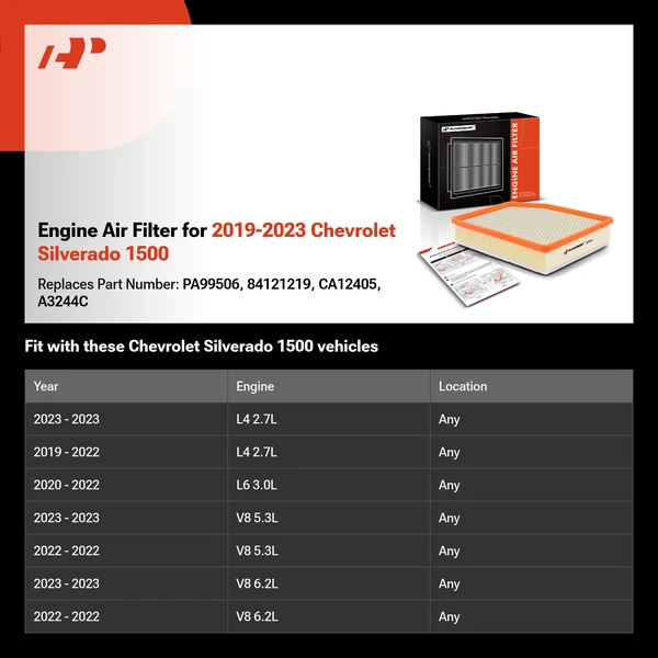 Engine Air Filter for 2019-2023 Chevrolet Silverado 1500