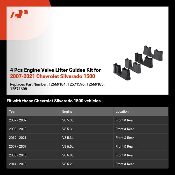 4 Pcs Engine Valve Lifter Guides Kit for 2007-2021 Chevrolet Silverado 1500