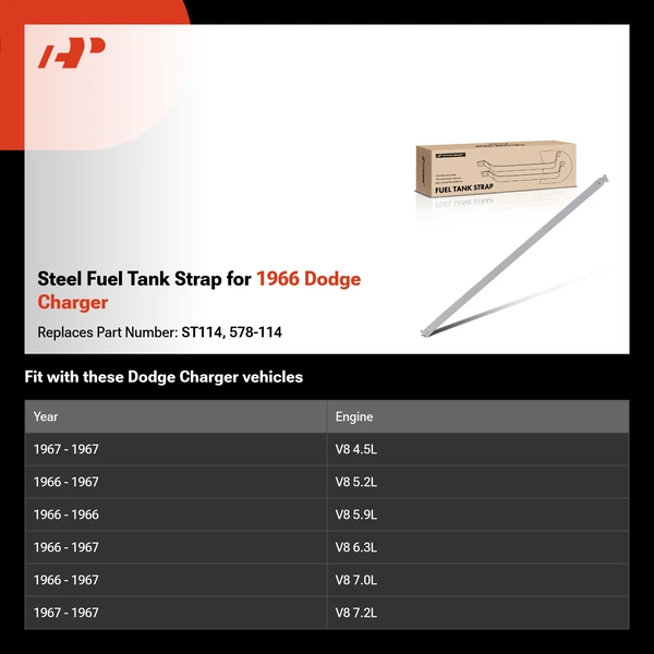 Steel Fuel Tank Strap for 1966 Dodge Charger