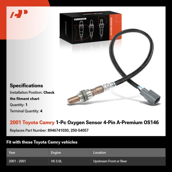 2001 Toyota Camry 1-Pc Oxygen Sensor 4-Pin A-Premium OS146