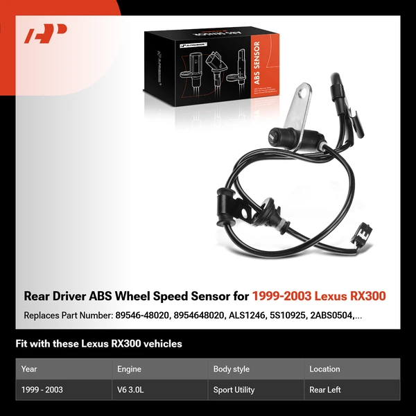 Rear Driver ABS Wheel Speed Sensor for 1999-2003 Lexus RX300