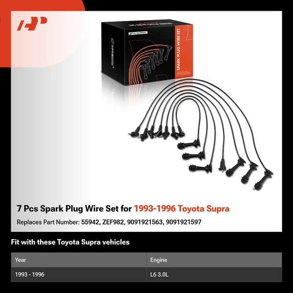 7 Pcs Spark Plug Wire Set for 1993-1996 Toyota Supra