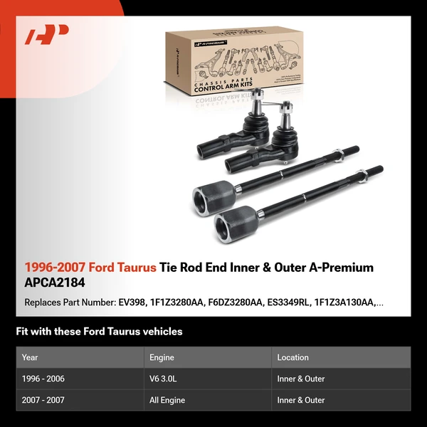 1996-2007 Ford Taurus Tie Rod End Inner & Outer A-Premium APCA2184