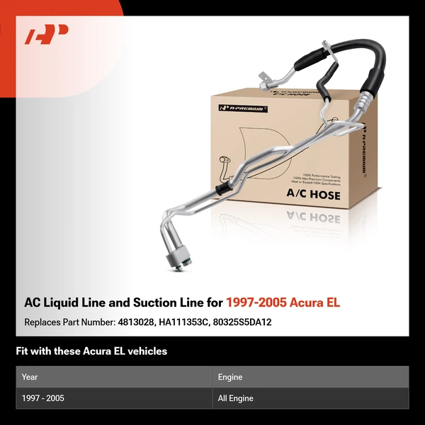 AC Liquid Line and Suction Line for 1997-2005 Acura EL