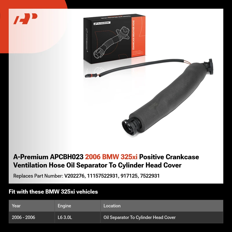 A-Premium APCBH023 2006 BMW 325xi Positive Crankcase Ventilation Hose Oil Separator To Cylinder Head Cover