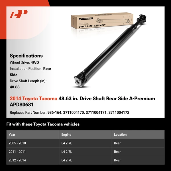 2014 Toyota Tacoma 48.63 in. Drive Shaft Rear Side A-Premium APDS0681