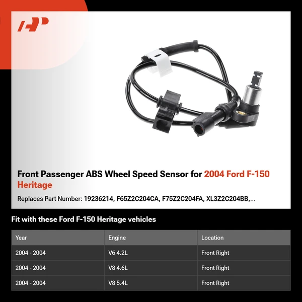Front Passenger ABS Wheel Speed Sensor for 2004 Ford F-150 Heritage
