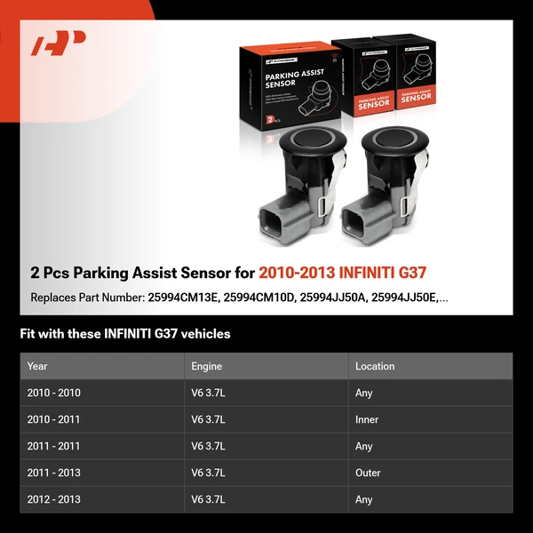 2 Pcs Parking Assist Sensor for 2010-2013 INFINITI G37
