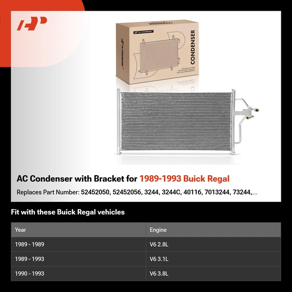 AC Condenser with Bracket for 1989-1993 Buick Regal