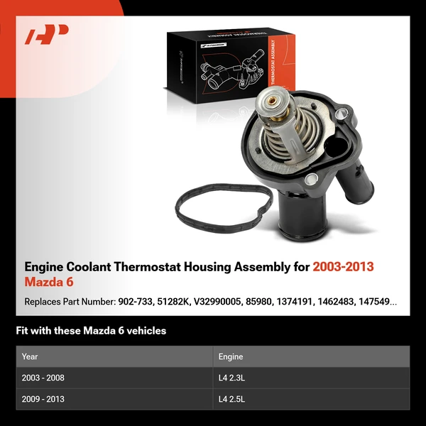 Engine Coolant Thermostat Housing Assembly for 2003-2013 Mazda 6