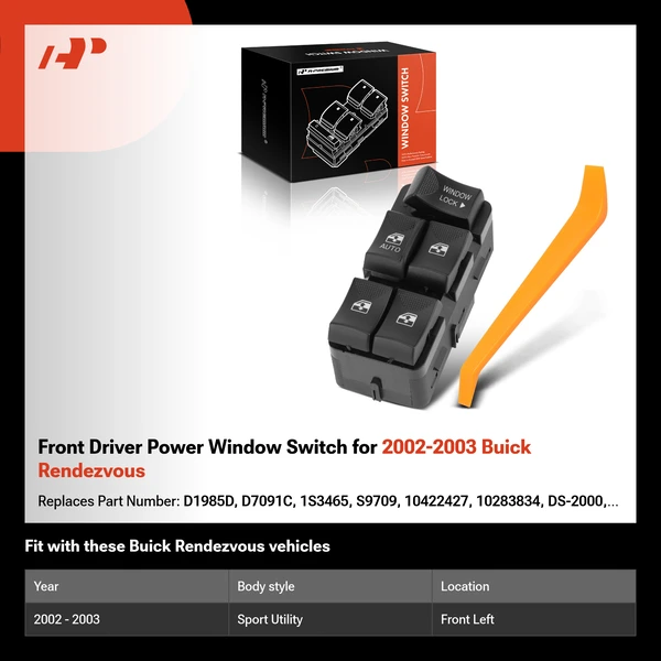 Front Driver Power Window Switch for 2002-2003 Buick Rendezvous