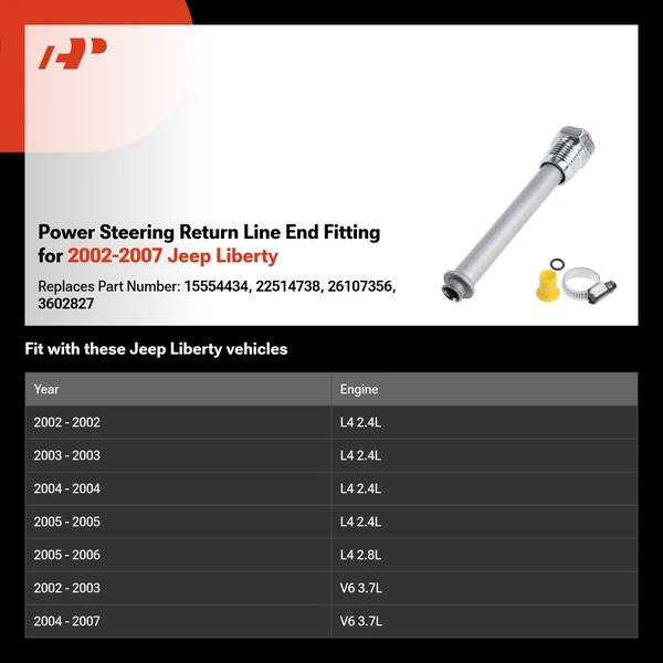 Power Steering Return Line End Fitting for 2002-2007 Jeep Liberty