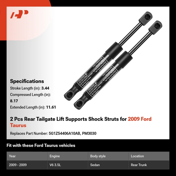 2 Pcs Rear Tailgate Lift Supports Shock Struts for 2009 Ford Taurus