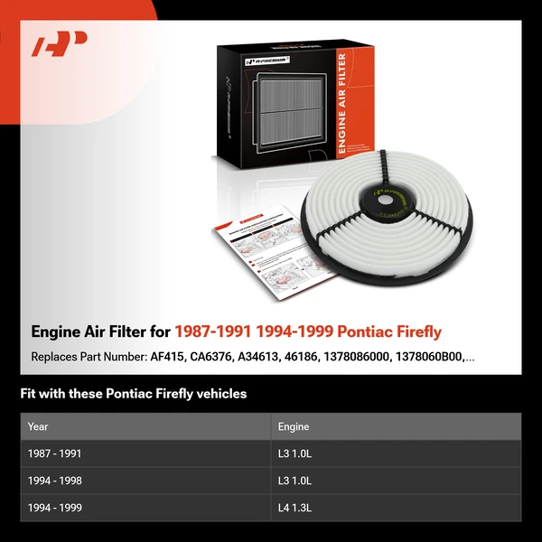 Engine Air Filter for 1987-1991 1994-1999 Pontiac Firefly