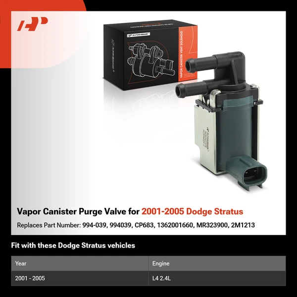 Vapor Canister Purge Valve for 2001-2005 Dodge Stratus