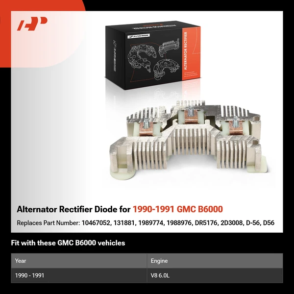 Alternator Rectifier Diode for 1990-1991 GMC B6000