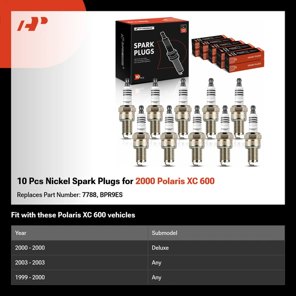 10 Pcs Nickel Spark Plugs for 2000 Polaris XC 600 