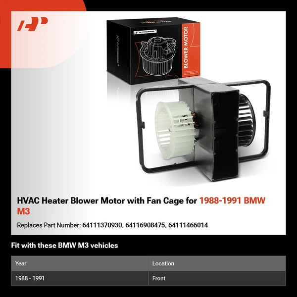 HVAC Heater Blower Motor with Fan Cage for 1988-1991 BMW M3