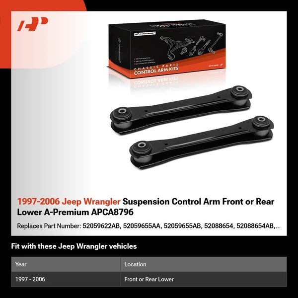 1997-2006 Jeep Wrangler Suspension Control Arm Front or Rear Lower A-Premium APCA8796