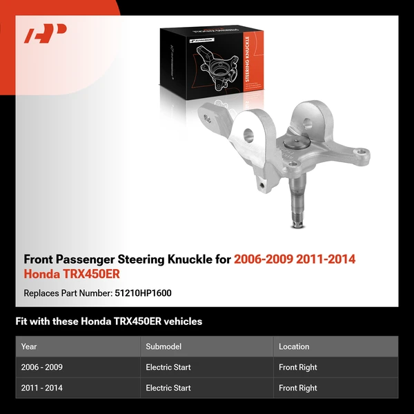 Front Passenger Steering Knuckle for 2006-2009 2011-2014 Honda TRX450ER