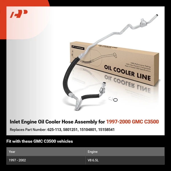 Inlet Engine Oil Cooler Hose Assembly for 1997-2000 GMC C3500