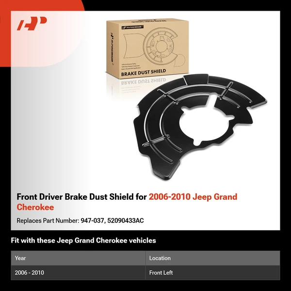 Front Driver Brake Dust Shield for 2006-2010 Jeep Grand Cherokee