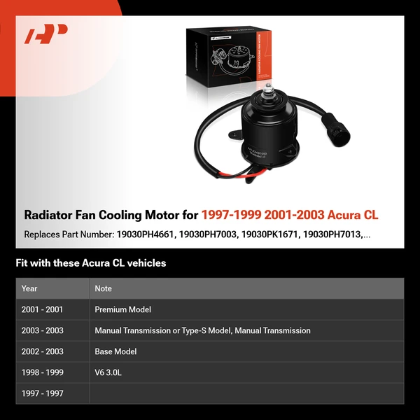 Radiator Fan Cooling Motor for 1997-1999 2001-2003 Acura CL