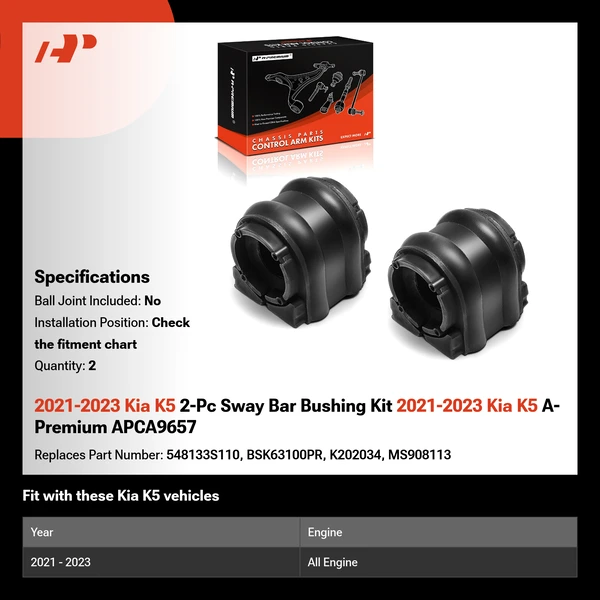 2021-2023 Kia K5 2-Pc Sway Bar Bushing Kit 2021-2023 Kia K5 A-Premium APCA9657