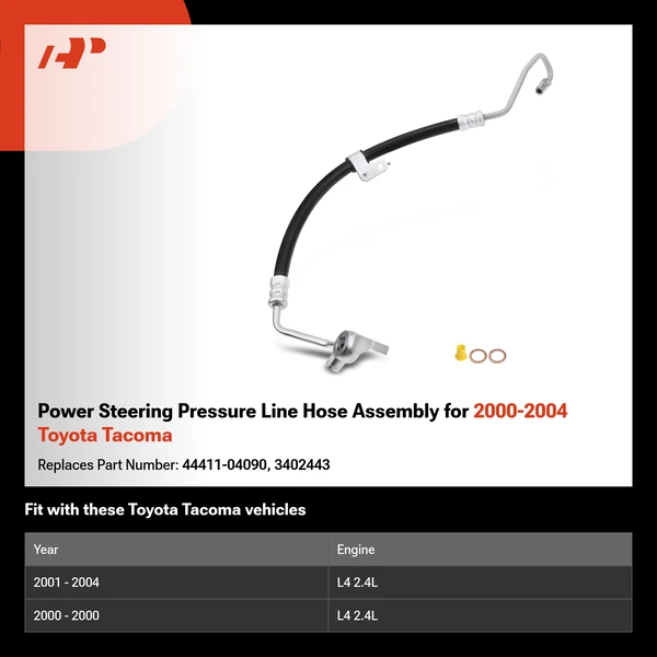 Power Steering Pressure Line Hose Assembly for 2000-2004 Toyota Tacoma