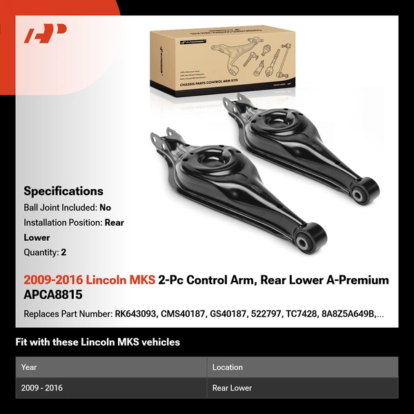 2009-2016 Lincoln MKS 2-Pc Control Arm, Rear Lower A-Premium APCA8815