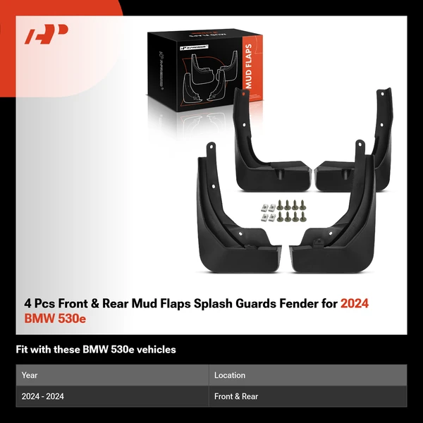 4 Pcs Front & Rear Mud Flaps Splash Guards Fender for 2024 BMW 530e