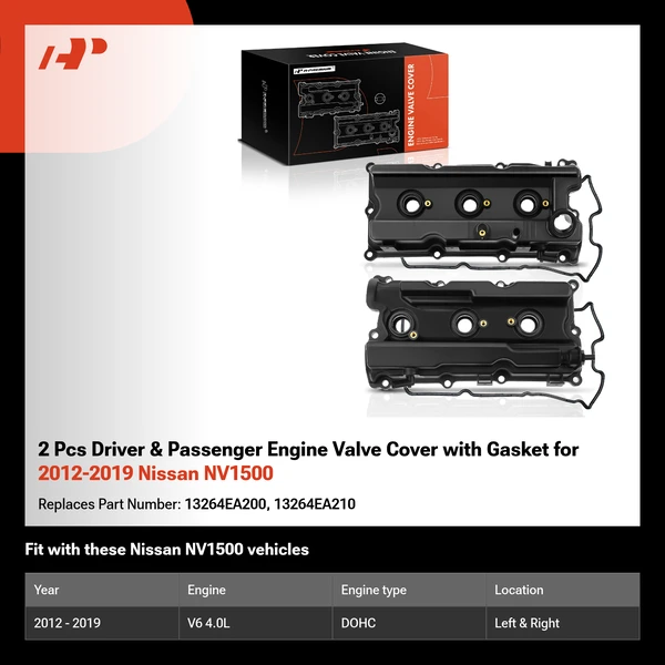 2 Pcs Driver & Passenger Engine Valve Cover with Gasket for 2012-2019 Nissan NV1500