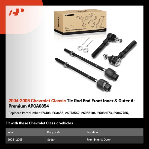 2004-2005 Chevrolet Classic Tie Rod End Front Inner & Outer A-Premium APCA0854