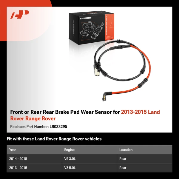 Front or Rear Rear Brake Pad Wear Sensor for 2013-2015 Land Rover Range Rover