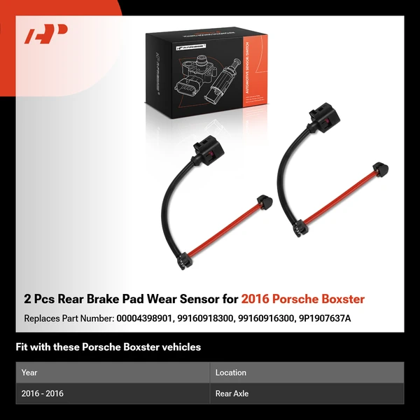 2 Pcs Rear Brake Pad Wear Sensor for 2016 Porsche Boxster