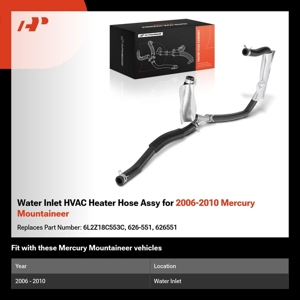 Water Inlet HVAC Heater Hose Assy for 2006-2010 Mercury Mountaineer