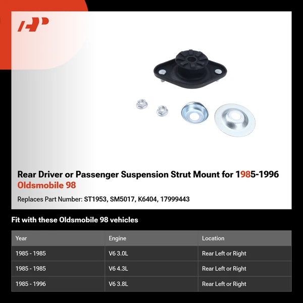 Rear Driver or Passenger Suspension Strut Mount for 1985-1996 Oldsmobile 98