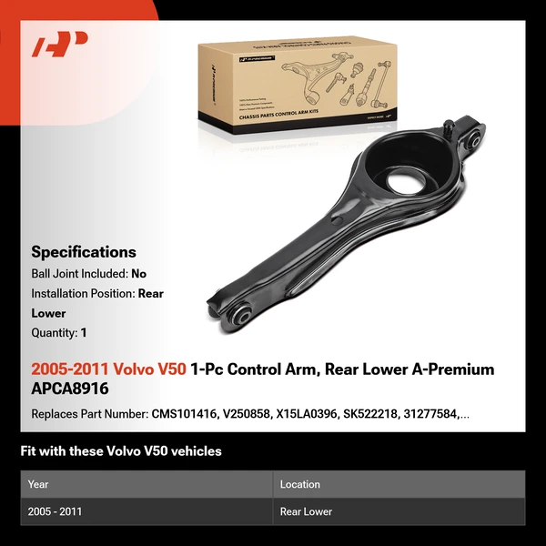 2005-2011 Volvo V50 1-Pc Control Arm, Rear Lower A-Premium APCA8916