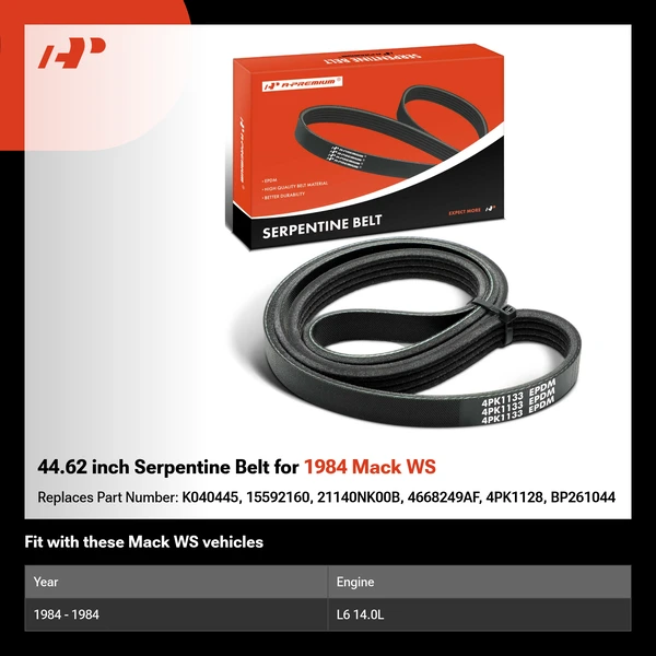 44.62 inch Serpentine Belt for 1984 Mack WS