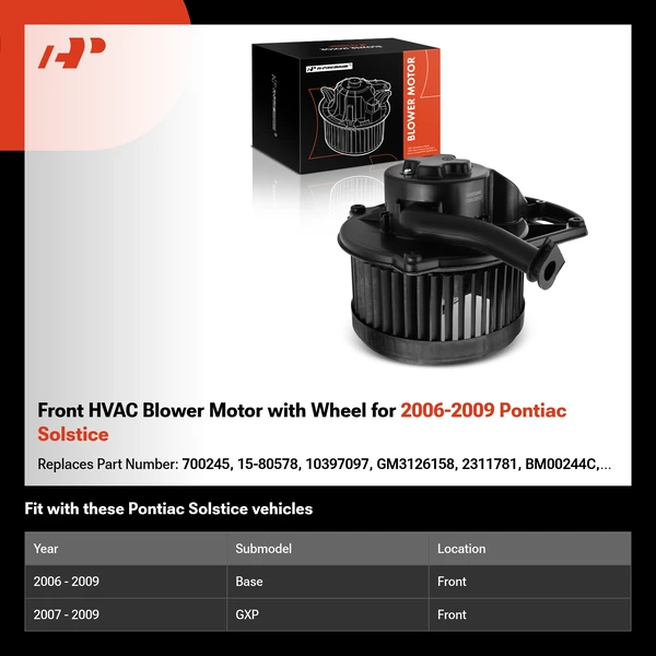 Front HVAC Blower Motor with Wheel for 2006-2009 Pontiac Solstice