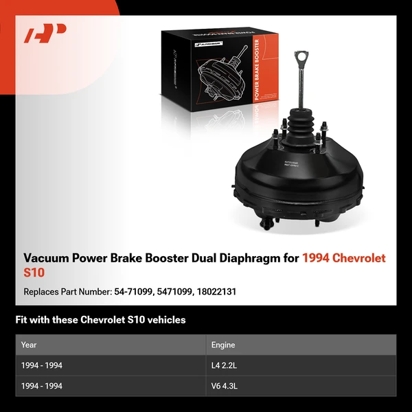 Vacuum Power Brake Booster Dual Diaphragm for 1994 Chevrolet S10