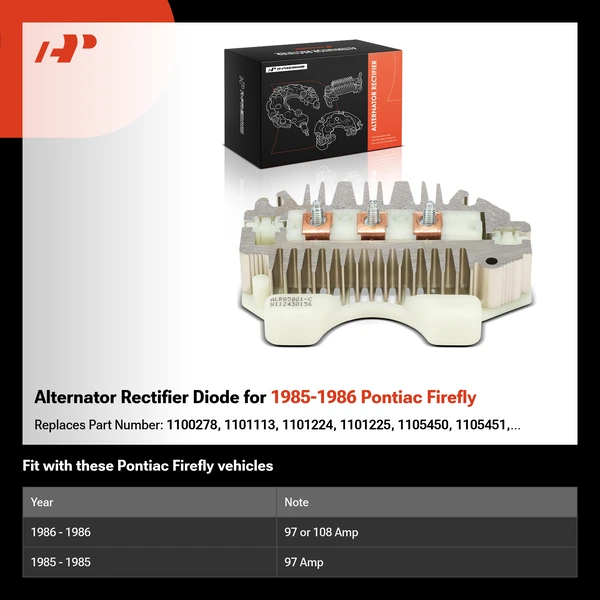 Alternator Rectifier Diode for 1985-1986 Pontiac Firefly