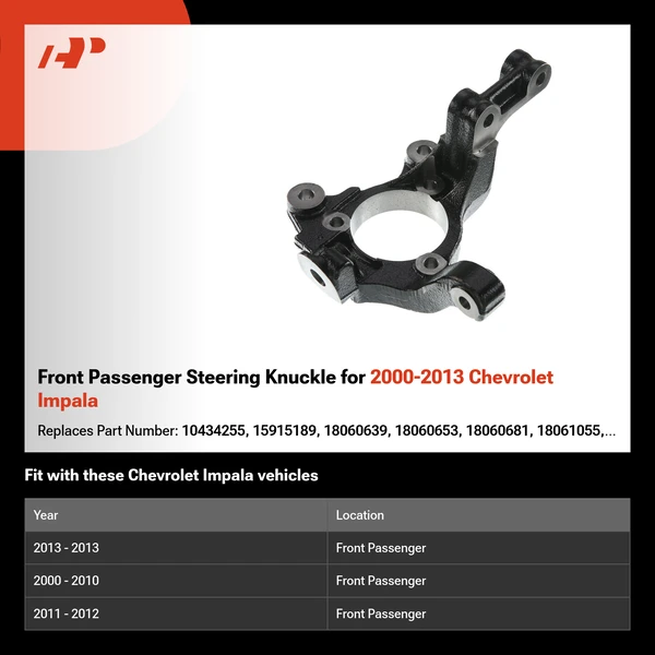 Front Passenger Steering Knuckle for 2000-2013 Chevrolet Impala