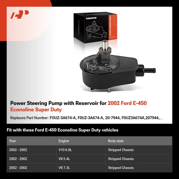 Power Steering Pump with Reservoir for 2002 Ford E-450 Econoline Super Duty